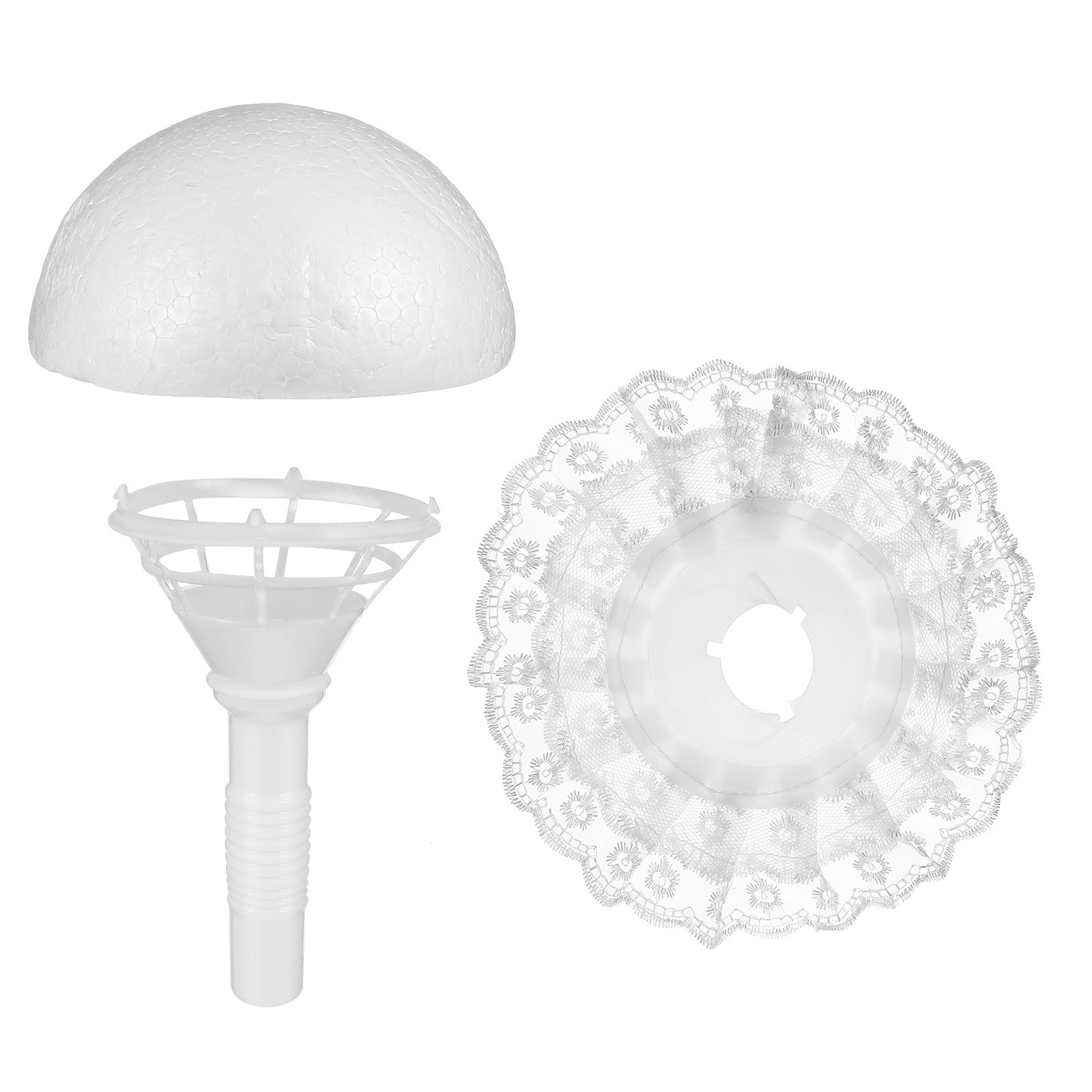 Bouquet Holder Foam - 1Set Lace-Trimmed Foam Bouquet Holder Hemispherical