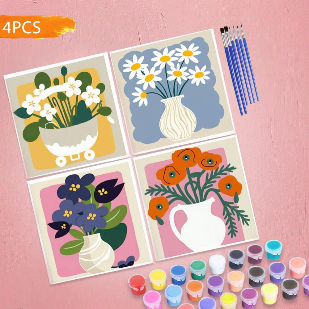 Florist Supply Vases - HUACAN Easy-to-learn Colorful Oil Painting Flower