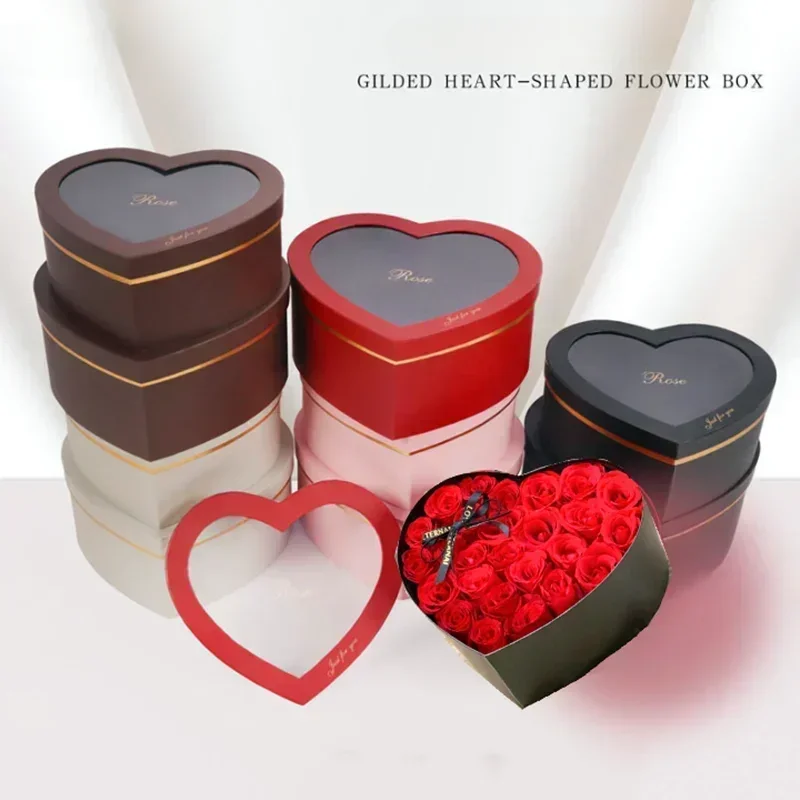 Florist Supply Buckets - 2piece Gold Heart-shaped Round Flower Boxes