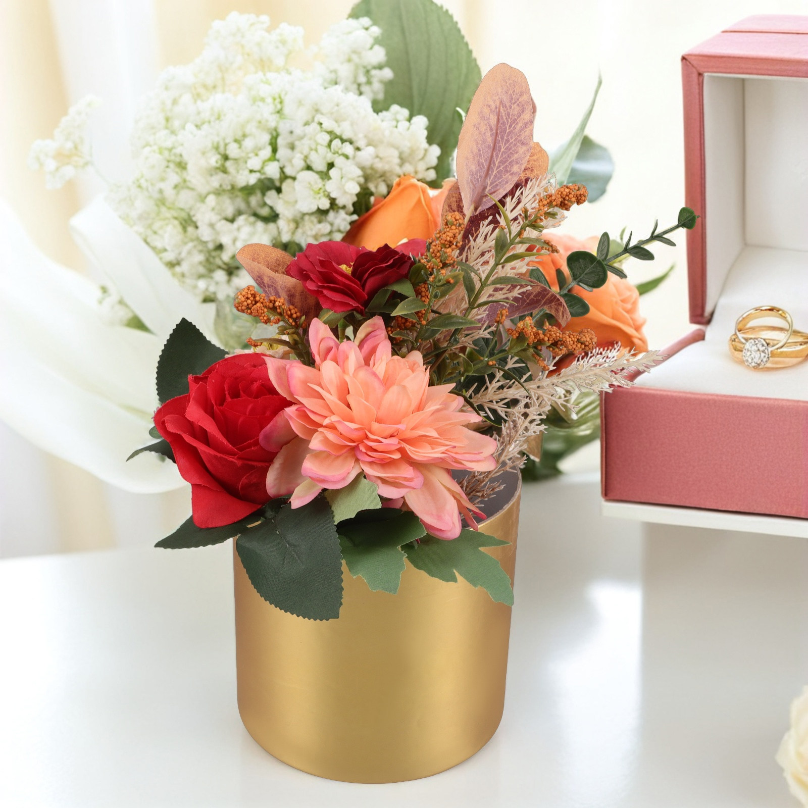 Bouquet Holder Foam - Round Flower Box Elegant Rose Bouquet