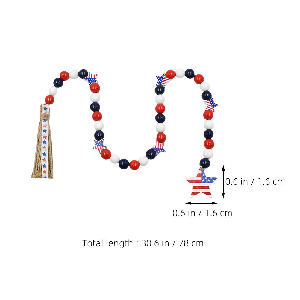Patriotic Wood Bead Garland In - Twine Jute Natural review and price